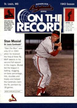 2002 Donruss Originals - On The Record #OR-12 Stan Musial  Front