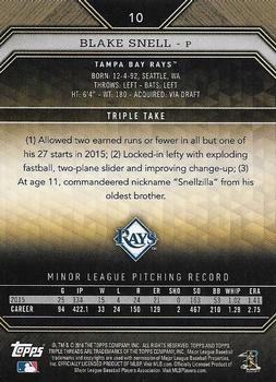 2016 Topps Triple Threads - Amber #10 Blake Snell Back