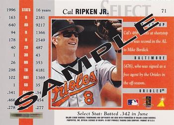 1997 Select - Samples #71 Cal Ripken Jr. Back