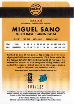 2016 Donruss Optic - Rated Rookies Signatures Aqua #RR-MS Miguel Sano Back