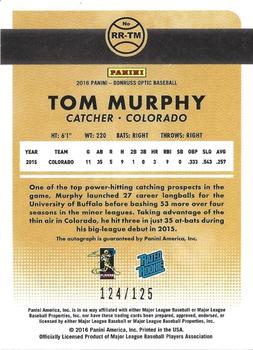 2016 Donruss Optic - Rated Rookies Signatures Aqua #RR-TM Tom Murphy Back