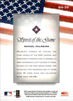 2002 Donruss Studio - Spirit of the Game #SG-35 Rafael Palmeiro  Back