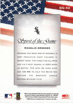 2002 Donruss Studio - Spirit of the Game #SG-42 Magglio Ordonez  Back