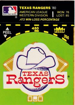 1981 Fleer Baseball Stickers #NNO Texas Rangers Baseball Diamond Front