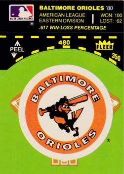 1981 Fleer Baseball Stickers #NNO Baltimore Orioles Baseball Diamond Front
