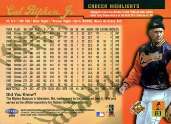 1999 Ultra #83 Cal Ripken, Jr. Back