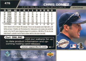 1999 Upper Deck #476 Chris Gomez Back