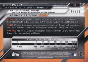 2016 Bowman Chrome - Green Refractor #54 Buster Posey Back