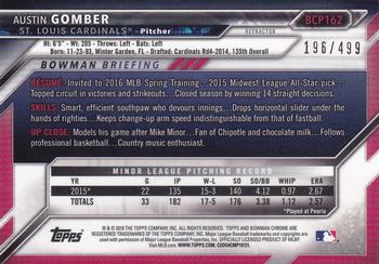 2016 Bowman Chrome - Prospects Refractor #BCP162 Austin Gomber Back