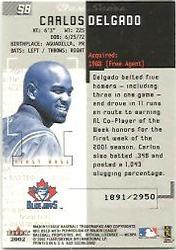 2002 Fleer Box Score - Classic Miniatures #58 Carlos Delgado  Back