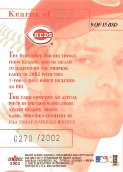 2002 Fleer Box Score - Debuts #9BSD Austin Kearns  Back