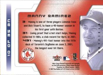 2002 Fleer E-X - Behind the Numbers #10 BN Manny Ramirez  Back