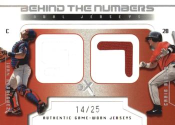 2002 Fleer E-X - Behind the Numbers Game Jersey Dual #NNO Craig Biggio / Ivan Rodriguez  Front