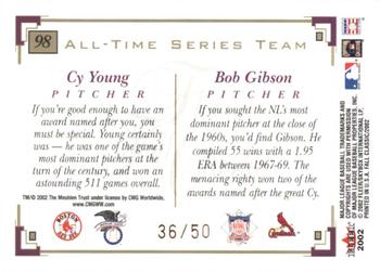 2002 Fleer Fall Classic - Championship Gold #98 Cy Young / Bob Gibson Back