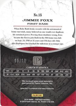 2016 Panini Pantheon #15 Jimmie Foxx Back