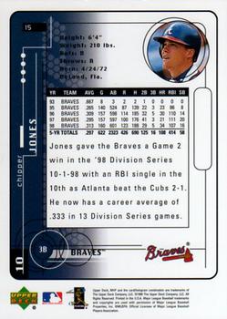 1999 Upper Deck MVP #15 Chipper Jones Back