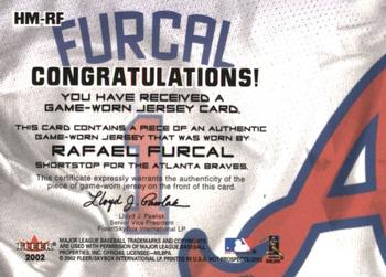 2002 Fleer Hot Prospects - MLB Hot Materials #HM-RF Rafael Furcal Back