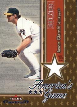 2002 Fleer Maximum - America's Game Jersey Gold #NNO Jason Giambi  Front