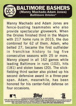 2016 Topps Heritage - Combos #CC-5 Baltimore Bashers (Manny Machado / Adam Jones) Back