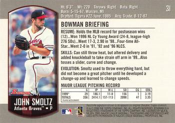 2000 Bowman #31 John Smoltz Back