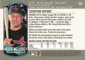 2000 Bowman #160 Mitch Meluskey Back