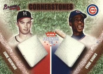 2002 Fleer Platinum - Cornerstones (Unnumbered) #NNO Eddie Mathews / Ernie Banks  Front