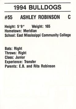 1994 Mississippi State Bulldogs #NNO Ashley Robinson Back