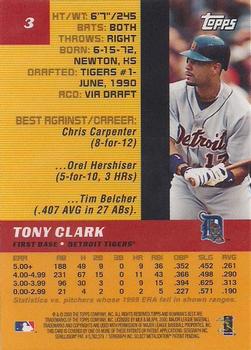 2000 Bowman's Best #3 Tony Clark Back