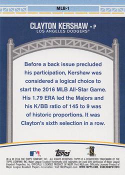 2016 Topps Update - MLB All-Star Game Access #MLB-1 Clayton Kershaw Back
