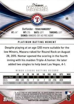 2016 Bowman Platinum - Ice #65 Nomar Mazara Back