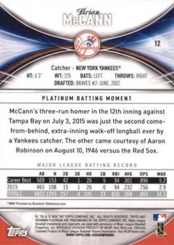 2016 Bowman Platinum - Green #12 Brian McCann Back