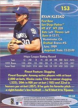2000 Finest #153 Ryan Klesko Back