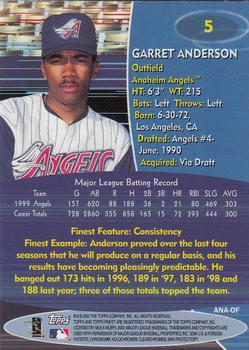 2000 Finest #5 Garret Anderson Back