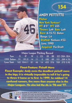 2000 Finest #154 Andy Pettitte Back