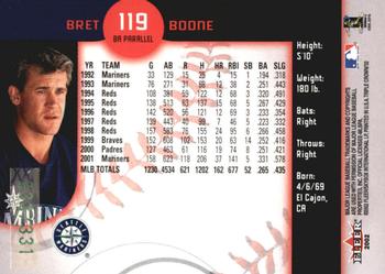 2002 Fleer Triple Crown - Batting Average Parallel #119 Bret Boone Back