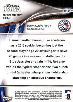 2016 Bowman Platinum - Next Generation #NG-29 Roberto Osuna Back