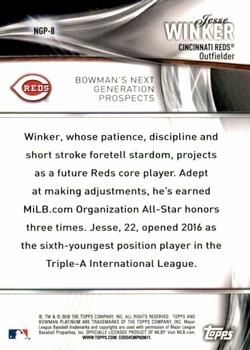 2016 Bowman Platinum - Next Generation Prospects Green #NGP-8 Jesse Winker Back