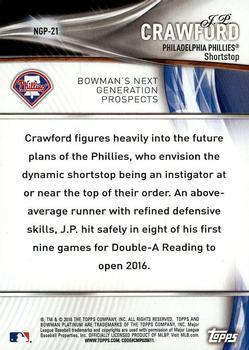 2016 Bowman Platinum - Next Generation Prospects Green #NGP-21 J.P. Crawford Back