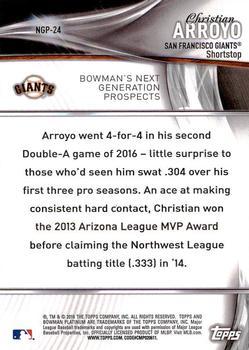 2016 Bowman Platinum - Next Generation Prospects Green #NGP-24 Christian Arroyo Back