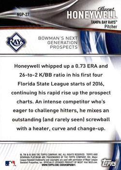 2016 Bowman Platinum - Next Generation Prospects Green #NGP-27 Brent Honeywell Back