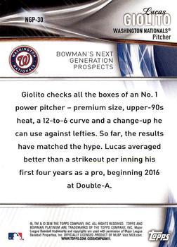 2016 Bowman Platinum - Next Generation Prospects Green #NGP-30 Lucas Giolito Back