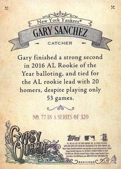 2017 Topps Gypsy Queen #77 Gary Sanchez Back