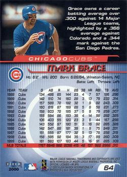 2000 Fleer Focus #64 Mark Grace Back