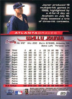 2000 Fleer Focus #85 Wally Joyner Back