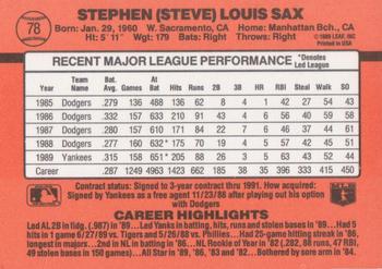 1990 Donruss #78 Steve Sax Back