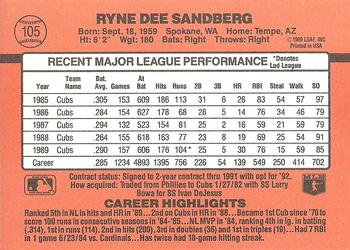 1990 Donruss #105 Ryne Sandberg Back