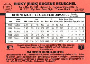 1990 Donruss #112 Rick Reuschel Back