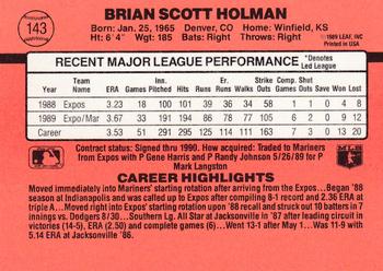 1990 Donruss #143 Brian Holman Back