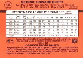 1990 Donruss #144 George Brett Back