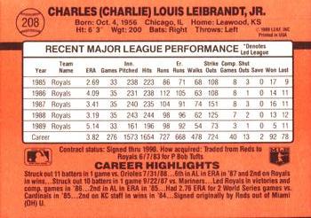 1990 Donruss #208 Charlie Leibrandt Back